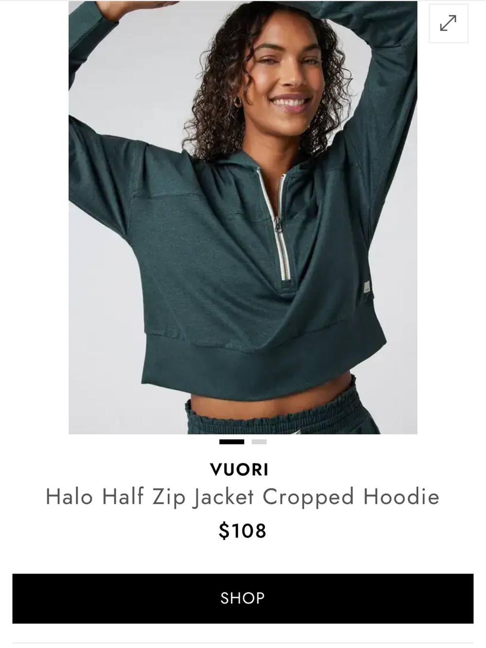 Vuori Halo Half-Zip Cropped Hoodie - green